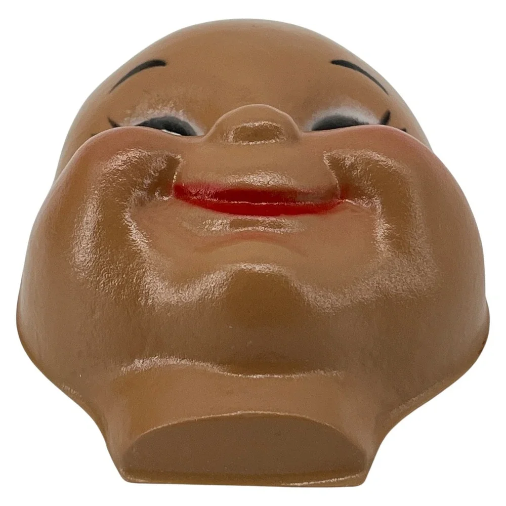 Vintage Plastic Doll Face Mask Brown Skin Side Glance Eyes Made In Hong Kong 39
